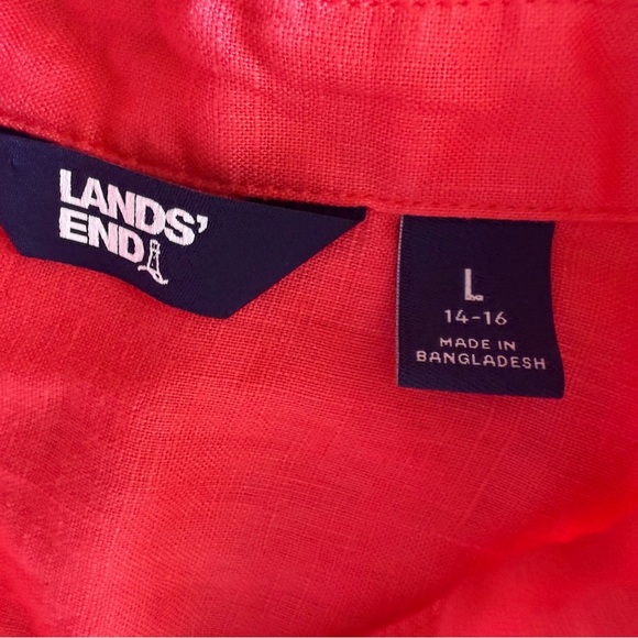 Lands and Hot Pink 2-Piece Shorts M 10-12 Set long sleeve shirt L(14-16) Linen - Picture 13 of 16